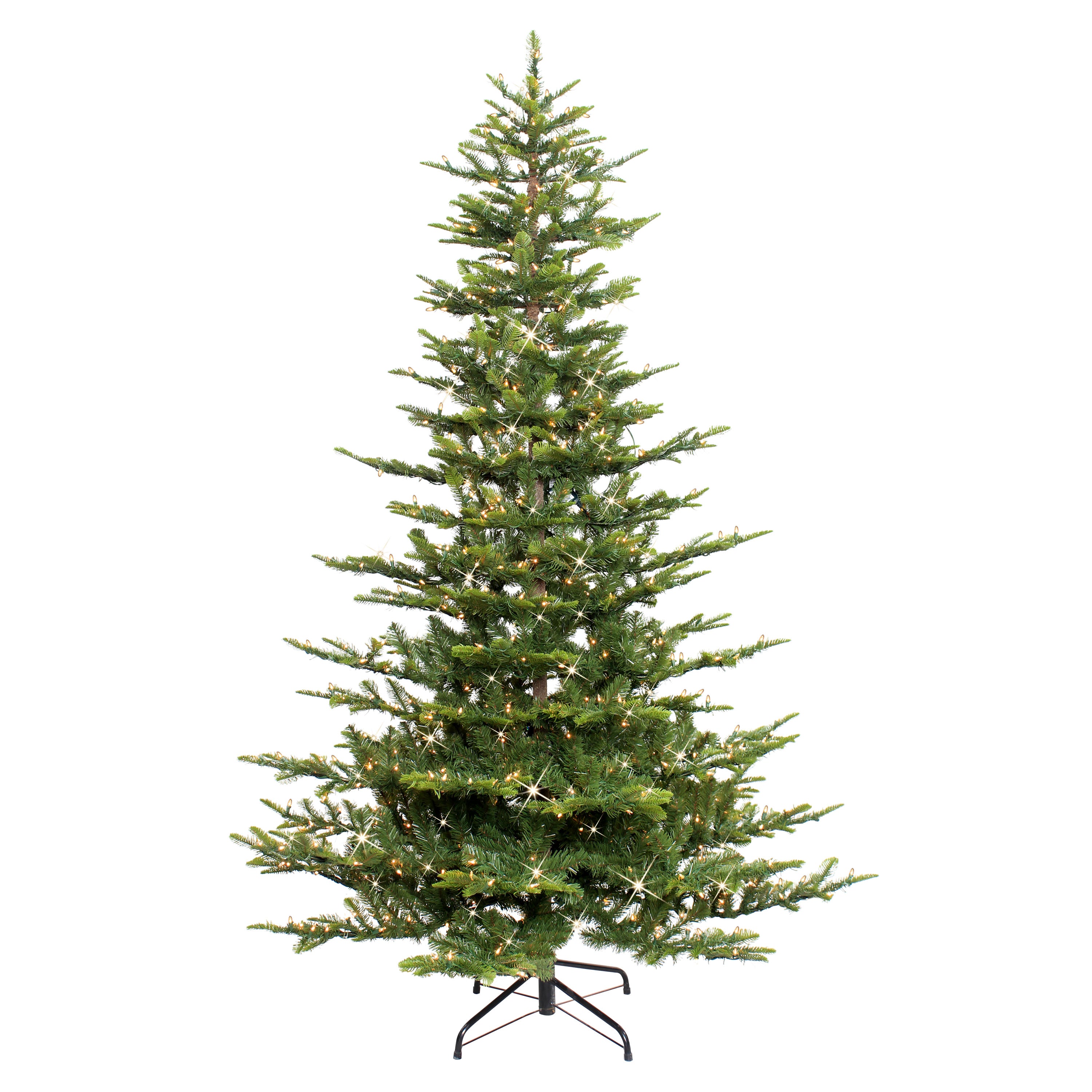 7.5 ft Pre-Lit Aspen Fir Artificial Christmas Tree with 700 UL Clear Lights On/Off Foot Pedal Metal Stand Green APGA-75C7